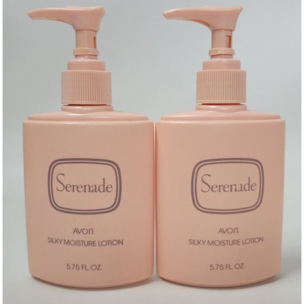 2 Vintage Bottles Avon Serenade Silky‎ Moisture Lotion 1989 5.75 oz
